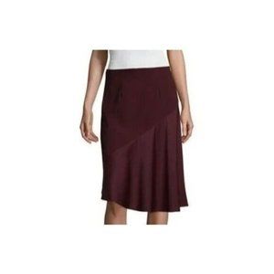 New Worthington Maroon Berry Asymmetrical MIDI Skirt Sz‎ 4